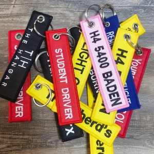 6Pcs Empty Chamber Key Chains Aviation Safety Tag Indicator Red Double  Sided Letter Embroidered Key Fobs Flags Loop Key Chain