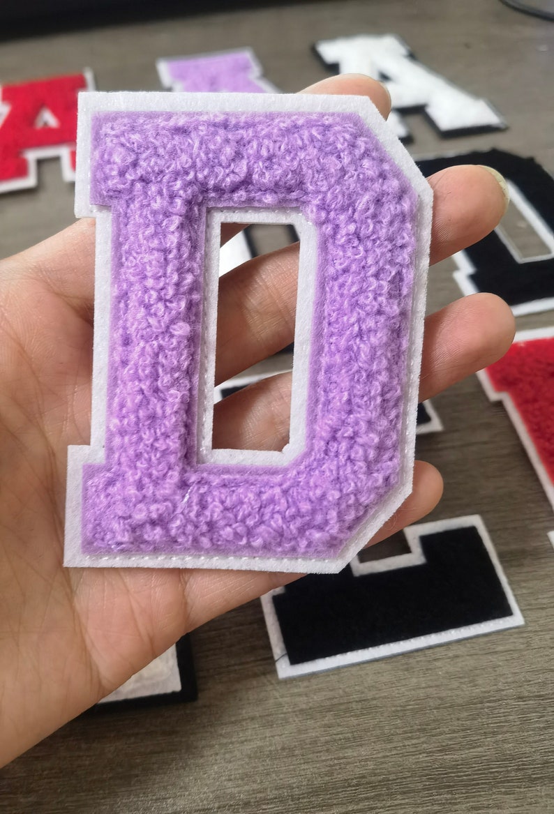 Chenille Letter Patch Large Size Iron On Towel Patches Sew on Alphabet Embroidery Clothes 7.8cm /3.07inch image 7