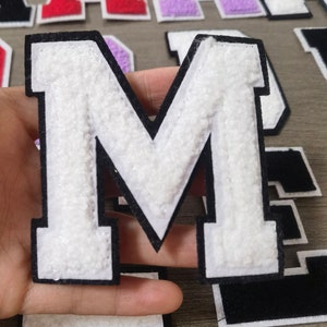 Chenille Letter Patch Large Size Iron On Towel Patches Sew on Alphabet Embroidery Clothes 7.8cm /3.07inch image 4