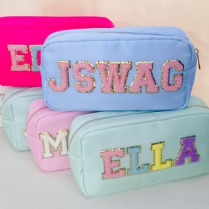 Kosmetiktasche Rosa Lila Blau Weiß Creme Kleine Make-up-Tasche Bulk-Brautjungfer Make-up-Tasche Wasserdichter Beutel Nylon-Kosmetiktasche Großhandel