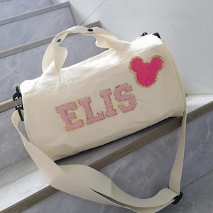 Personalisierung Tanztasche für Mädchen, Chenille Brief Reisetasche / Reisetasche für Kinder, Reisetasche Weekender Tasche, wasserdicht Tanztasche