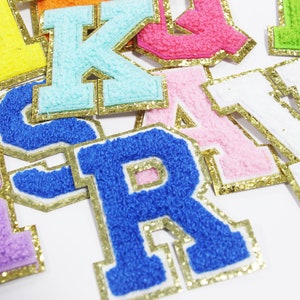 Multi colors Letters Alphabet Sequins Towel Embroidered Patches For DIY Clothing Bags Jacket Iron On Accessories Applique bag laptop or book zdjęcie 2