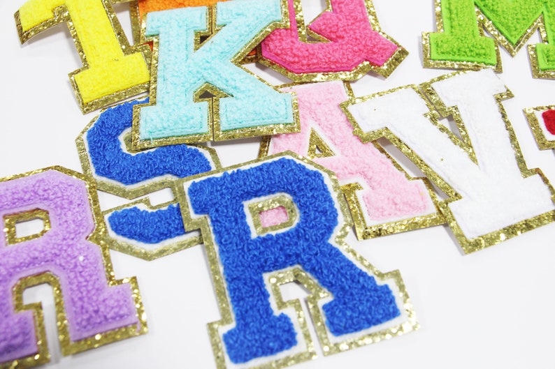 Multi colors Letters Alphabet Sequins Towel Embroidered Patches For DIY Clothing Bags Jacket Iron On Accessories Applique bag laptop or book zdjęcie 2