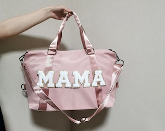 Personalized Water Proof Nylon Duffle Bag chenille Letter Duffle, Travel Bag with name, Weekender Bag,dance bag, Overnight Bag Gift for Girl