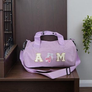 Custom Dance Bag For Girl,Chenille Letter Duffle Bag for kids, Gift for Dancing/Gymnastic/Ballet bag. Cheer bag,sports bag for girls