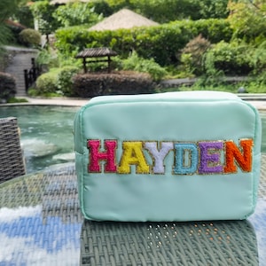 NEUE Benutzerdefinierte Nylon Schminktasche Chenille Patch Benutzerdefinierte Schminktasche, Nylon Beutel Tasche, Taschen für Patches, Kulturbeutel, Sommer Reisekoffer XL