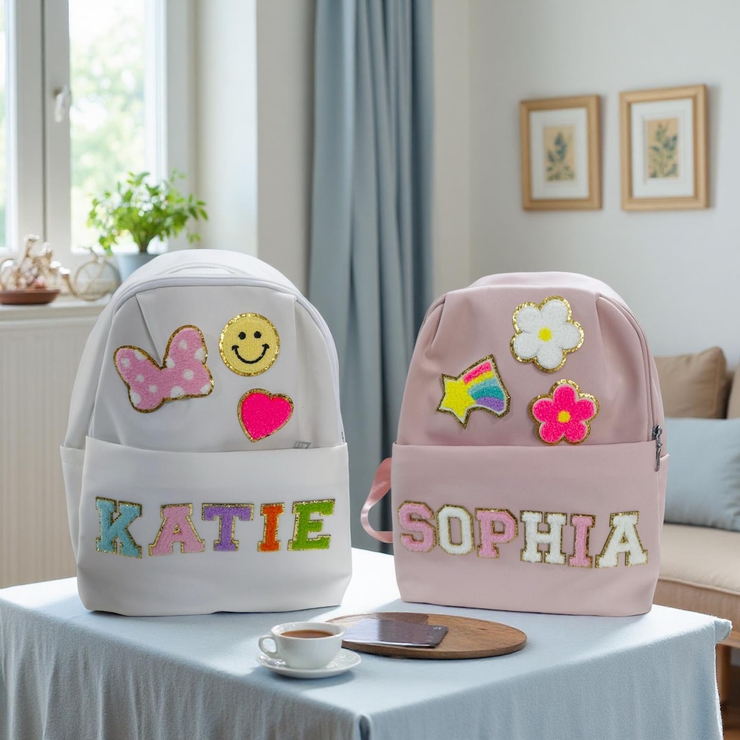 Custom Name Nylon Backpack, Personalized Chenille Letter Name Patch ...