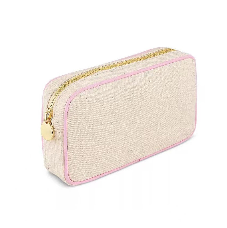 Trousse de maquillage personnalisée, Trousse de toilette avec nom personnalisé, Pochette à glissière pour cadeau de demoiselle d'honneur, 100 % coton, Trousse d'urgence, Cadeau de mariage/soirée image 4