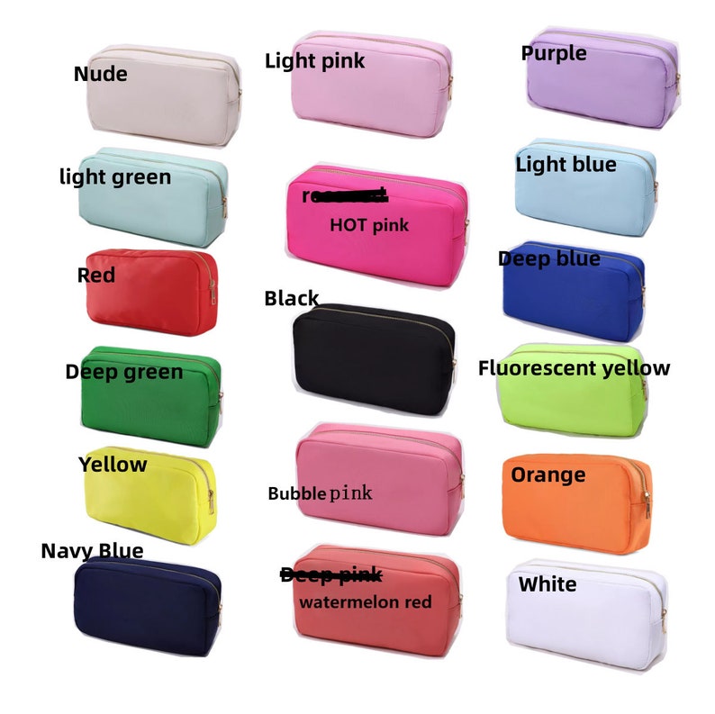 Personalized Nylon LARGE Cosmetic Bag Chenille Letter Patch Makeup Bag Customized Travel Bag Bridesmaids Gifts Patch Tote image 10