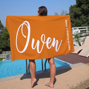 Personalized Beach Towel Personalized Name Bath Towel Custom Pool Towel Beach Towel With Name Outside Birthday Vacation Gift picnic towel