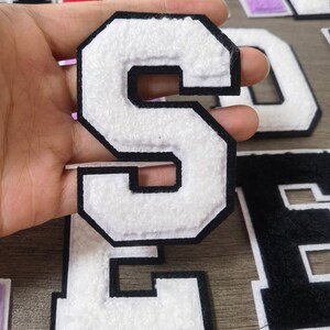 Chenille Letter Patch Large Size Iron On Towel Patches Sew on Alphabet Embroidery Clothes 7.8cm /3.07inch image 6