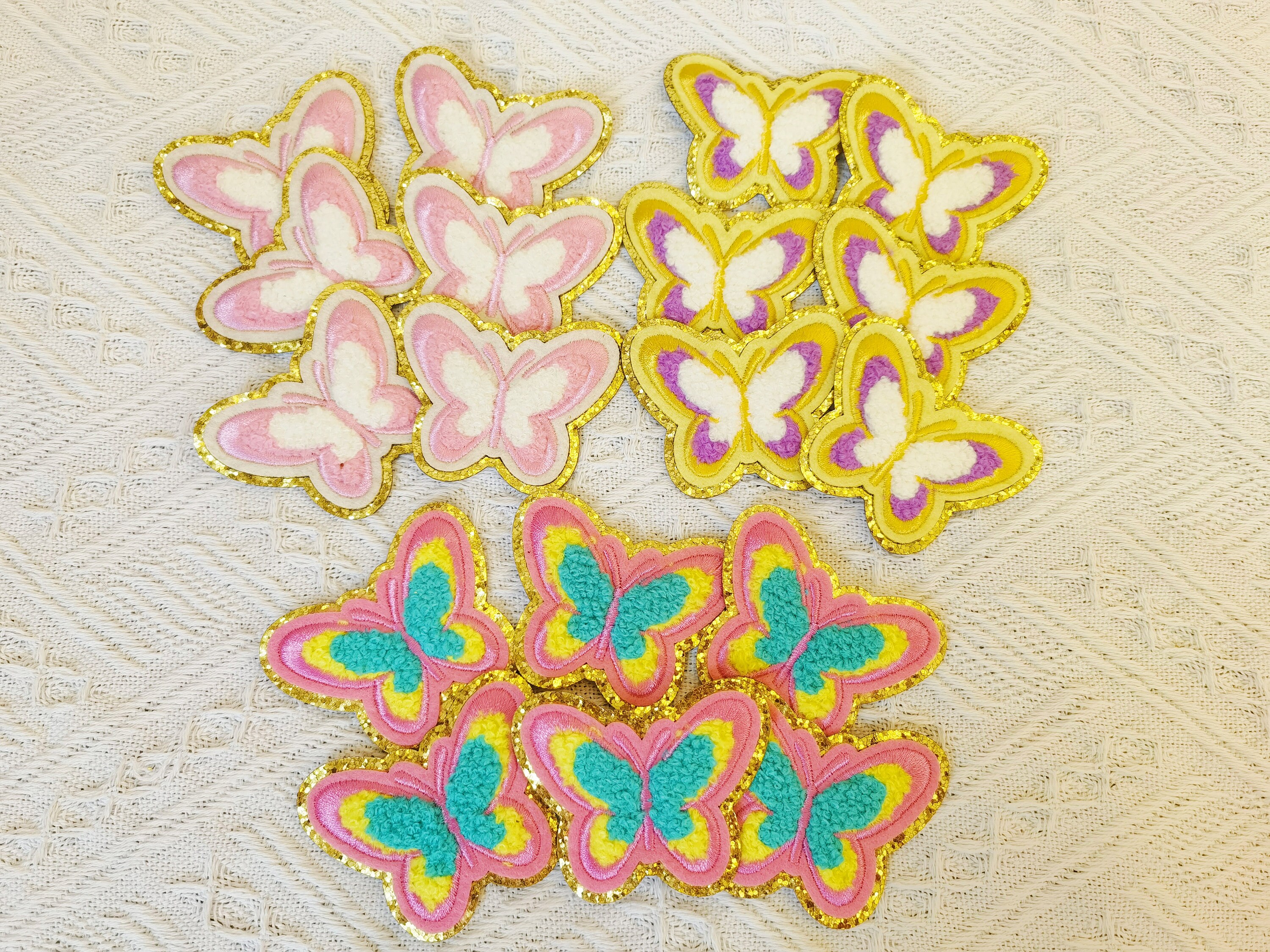 3 Butterfly Iron on Patch Set, Orange/yellow Sew on Butterflies, Clothes  Patches, Embroidered Appliques, Embroidery Craft Supplies 