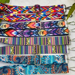 Bag Straps Purse Bag Straps Taschengurt Hardware, Wide Shoulder Straps, Camera Bag Straps, Fabric Bag Straps strapBohemian image 3