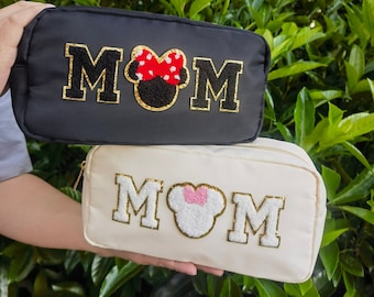 MOM gift Nylon Bag - Makeup bag- Travel Bag- Bag with Patch- Customized Bag- Bridesmaid Gift- graduation gift- college bag- game day