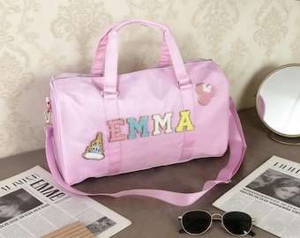 Personalized Duffle Bag, Large Capacity Ttrave, Bag, Birthday gift, Special gift for Her Sewn Letter Patches