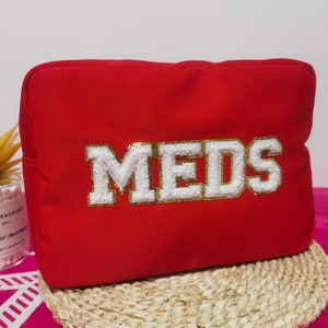 NUEVO Regalos de dama de honor Bolsa de maquillaje con parche de chenilla Bolsa de maquillaje personalizada / Bolsa de nailon, Bolsas de tocador, Regalos de fiesta, Regalos de cumpleaños, XL