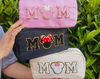 Custom MOM Gift Makeup Bags Chenille Patch Custom Makeup Bag Nylon Pouch Bags, Bags for patches, Toiletry Bags, Summer Travel Cases L