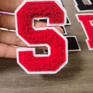 Chenille Letter Patch Large Size Iron On Towel Patches Sew on Alphabet Embroidery Clothes 7.8cm /3.07inch image 5