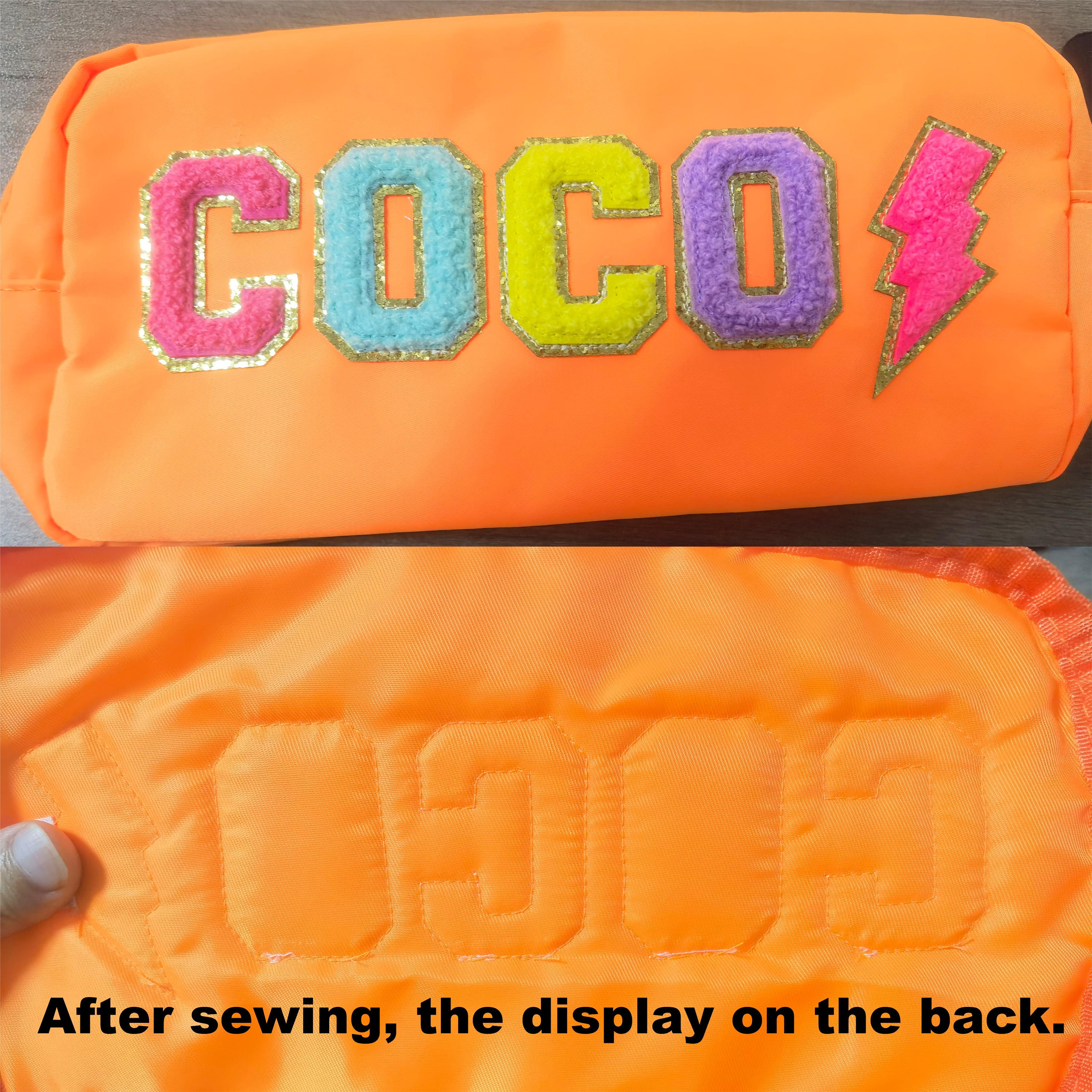 Cosmetic Bag - Makeup bag- Travel Bag- Bag with Patch- Customized Bag- Bridesmaid Gift- graduation gift- college bag- game day