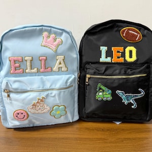 Custom Backpack with Patches, Back to School Girls Gift, Name Backpack, Boy Personalized Bag , Nylon Backwith with Chenille Patches
