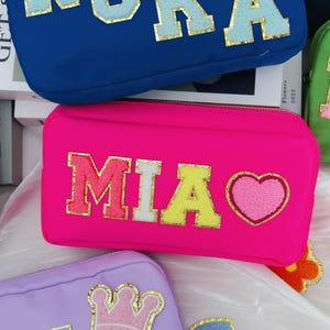 Custom Makeup Bag Chenille Patch Custom Makeup Bag |Nylon Pouch Bag, Bags for patches, Toiletry Bags, Mother&#39;s Day Gifts -L
