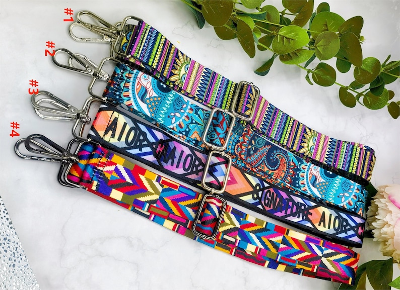 Bag Straps Purse Bag Straps Taschengurt Hardware, Wide Shoulder Straps, Camera Bag Straps, Fabric Bag Straps strapBohemian image 5