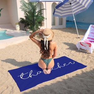 Toalla de playa personalizada Nombre personalizado Toalla de baño Toalla de piscina personalizada Toalla de playa con nombre fuera de cumpleaños Regalo de vacaciones toalla de picnic imagen 10