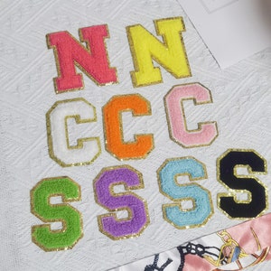 3.15/2.17inch Letters Alphabet Sequins Towel Embroidered Patches For DIY Clothing Bags Jacket Iron On