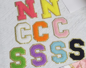 3.15/2.17inch Letters Alphabet Sequins Towel Embroidered Patches For DIY Clothing Bags Jacket Iron On