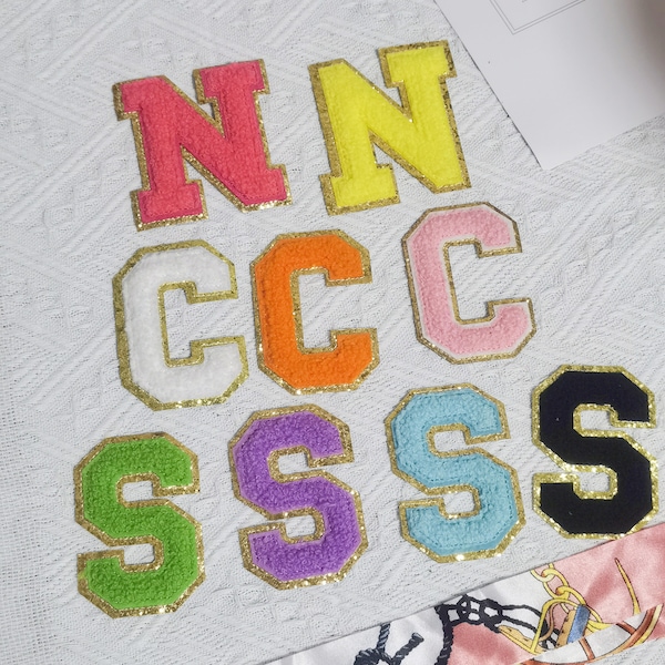 3.15/2.17inch Letters Alphabet Sequins Towel Embroidered Patches For DIY Clothing Bags Jacket Iron On