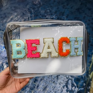 Klare Kosmetiktaschen - Klare Kulturtasche - Kulturtasche mit Flicken - Klare Reisetasche Brautjungfer Geschenk Geburtstagsgeschenk X-LARGE