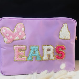 Saco cosmético de náilon-sacos de maquiagem de náilon diy personalizáveis com glitter carta do time do colégio remendos iniciais de bolsa de náilon x-grande
