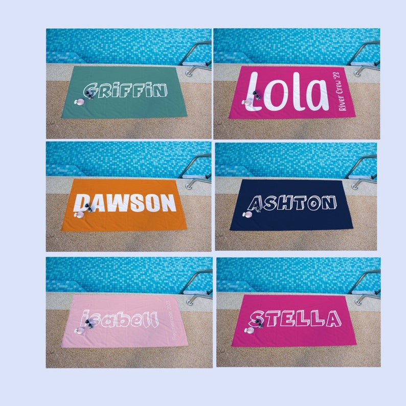 Toalla de playa personalizada Nombre personalizado Toalla de baño Toalla de piscina personalizada Toalla de playa con nombre fuera de cumpleaños Regalo de vacaciones toalla de picnic imagen 4