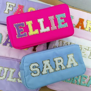 Nylon Beutel, personalisierte Chenille Patch Make-up Tasche, Reise-Kulturbeutel, Kosmetiktasche, Geschenkbeutel, Geburtstagsgeschenk-Größe L