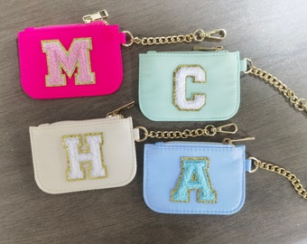 Personalized Coin Pouch Keychain Patch Mini Purse Chenille Patch Nylon Pouch Custom Patch Card Holder Chenille Purse Custom Wallet