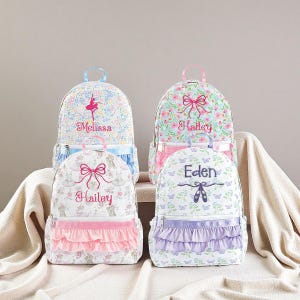 Adorable Ballet-Themed Toddler Backpack | Preppy Nylon Bag | Custom Kids Backpack with Bow | Little Girls Dance Bag | Child Kids Gift