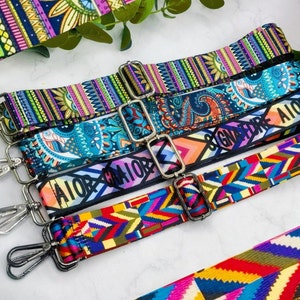 Bag Straps Purse Bag Straps Taschengurt Hardware, Wide Shoulder Straps, Camera Bag Straps, Fabric Bag Straps strapBohemian image 1