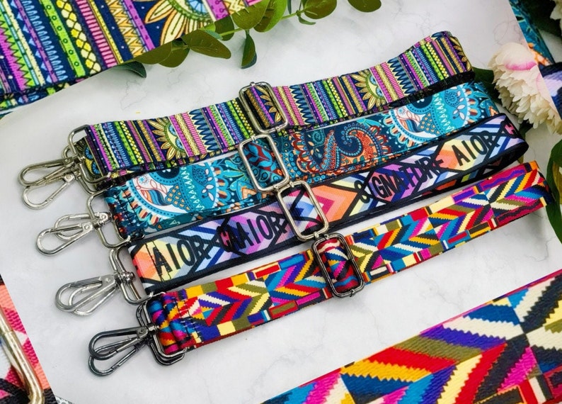 Bag Straps Purse Bag Straps Taschengurt Hardware, Wide Shoulder Straps, Camera Bag Straps, Fabric Bag Straps strapBohemian image 1