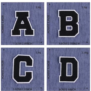 Chenille Letter Patch Large Size Iron On Towel Patches Sew on Alphabet Embroidery Clothes 7.8cm /3.07inch image 2