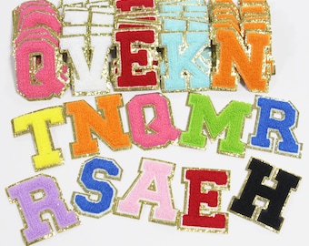 Custom Letters Alphabet Sequins Towel Embroidered Patches For DIY Clothing Bags Jacket Iron On Accessories Multi colors