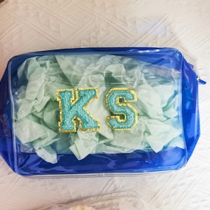 X-LARGE clear cosmetic bags clear toiletry pouch toiletry bag with patches clear travel bag Bridesmaid gift Birthday gift image 6