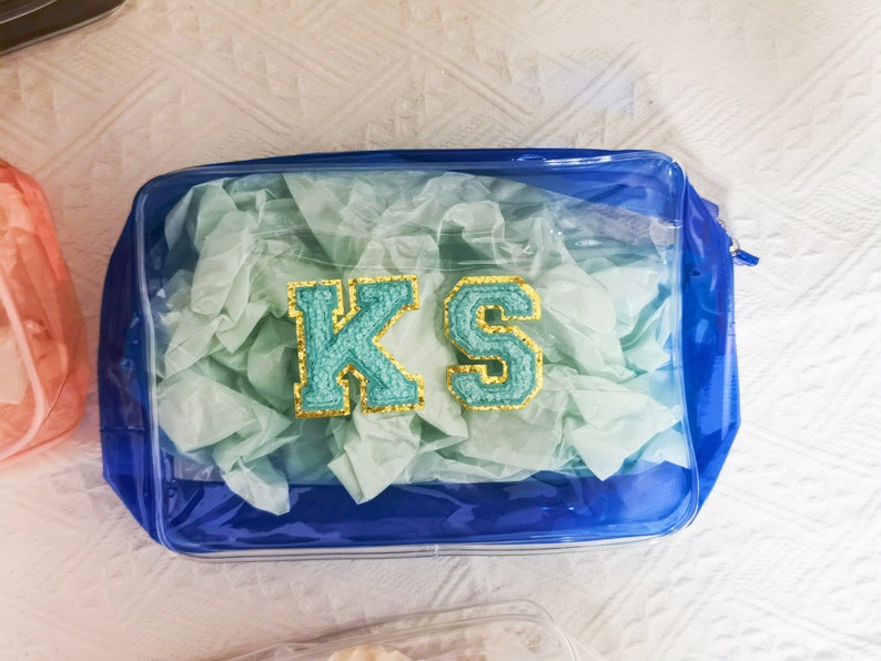 X-LARGE clear cosmetic bags clear toiletry pouch toiletry bag with patches clear travel bag Bridesmaid gift Birthday gift image 6
