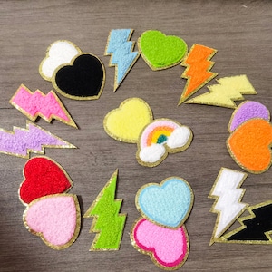 Multi colors Heart Rainbow Sequins Towel Embroidered Patches For DIY Clothing Bags Jacket Iron On Accessories Applique bag laptop or book