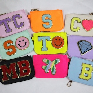 Mini Geldbörse Münze Beutel Schlüsselanhänger Patch Chenille Patch Nylon Beutel Kundenspezifische Patch Kartenhalter Personalisierte Chenille Geldbörse Kundenspezifische Brieftasche