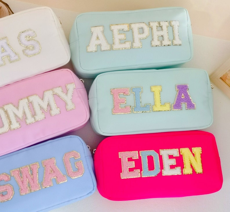 Cosmetic Bag Makeup bag Travel Bag Bag with Patch Customized Bag Bridesmaid Gift graduation gift college bag game day zdjęcie 1