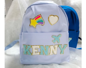 Personalized Small Pink Backpack for Preschool Girl with Cute chenille Letter patch kindergarten Dance bag Best Gift Sewn on