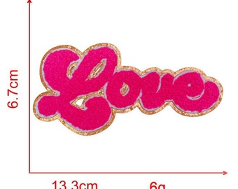 Valentine's Day Love Chenille Glitter Patch, Letter Patch, Gold Glitter Embroidered Patch, Iron On Patch