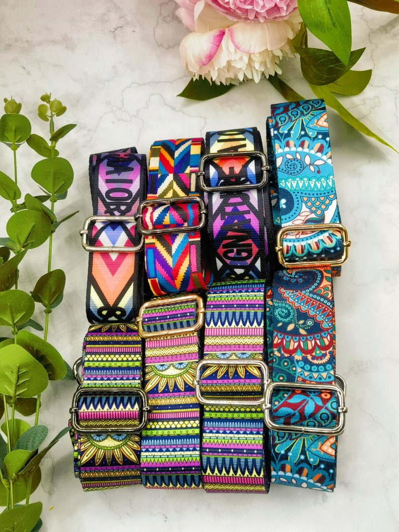 Bag Straps Purse Bag Straps Taschengurt Hardware, Wide Shoulder Straps, Camera Bag Straps, Fabric Bag Straps strapBohemian image 4