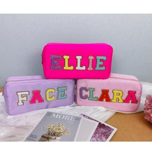 Custom Nylon Makeup Bag Chenille Patch Custom Makeup Bag |Nylon Pouch Bag, Bags for patches, Toiletry Bags, Summer Travel Cases Large