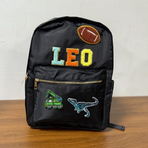Custom Backpack with Patches, Back to School Girls Gift, Name Backpack, Personalized Bag Girls, Nylon Backwith with Chenille Patches